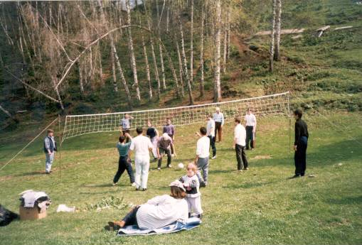 Pastors are playing in volleyball